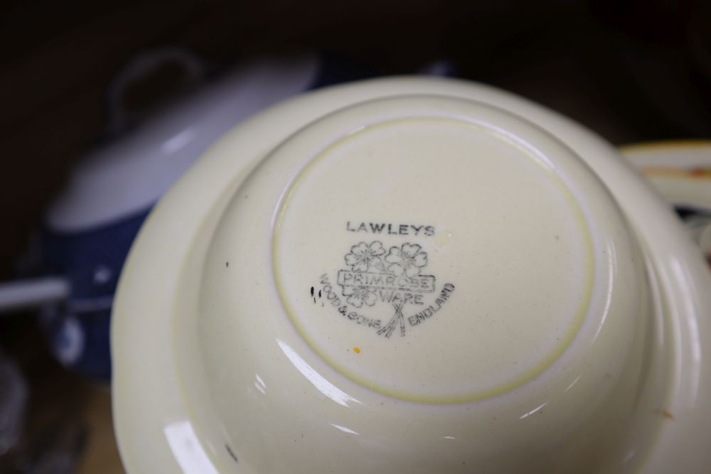 A pair of Coalport silver mounted coffee cans and saucers, together with other mixed ceramics and glass